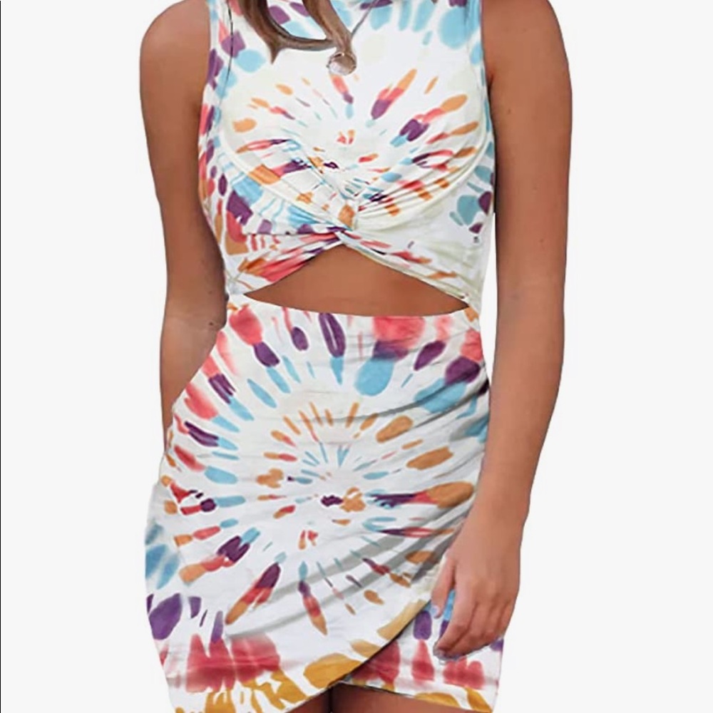 Tie Dye Mini Dress with Cutout